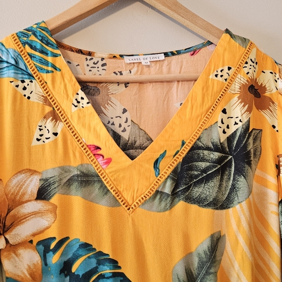Label Of Love Tropical Floral Print Casual Short Sleeve Mini Dress Size Medium - Picture 10 of 13
